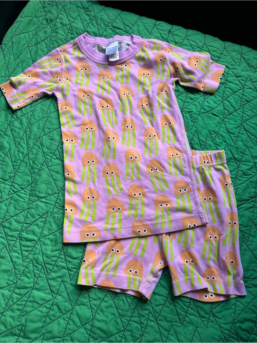 Hanna Andersson Pink Jellyfish Pajama Set with Green Tentacles